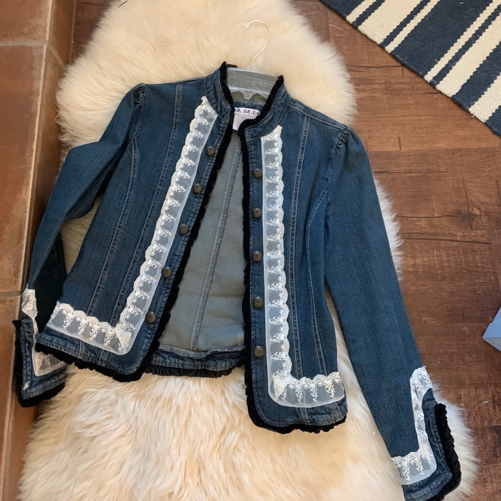 DENIM Dress Jacket w/ Lace & Velvet